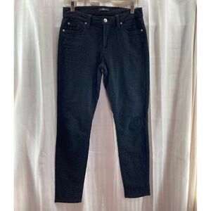 7 For All Mankind Black Embossed Skinny Jeans Women's 27 Burnout (measured‎ 29")